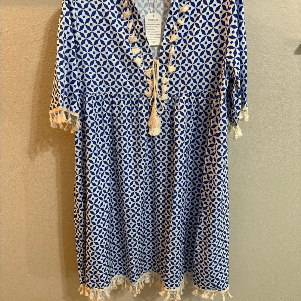 Women’s Blue and White Dress